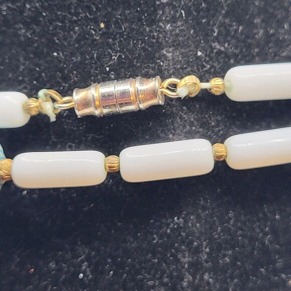 Vintage 70s Bohemian Extra Long Floral Beads Station Necklace 37in - Picture 4 of 4